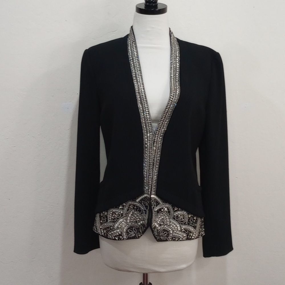 Haute Hippie Black Sequin Jeweled Embellished Blazer, Size 6